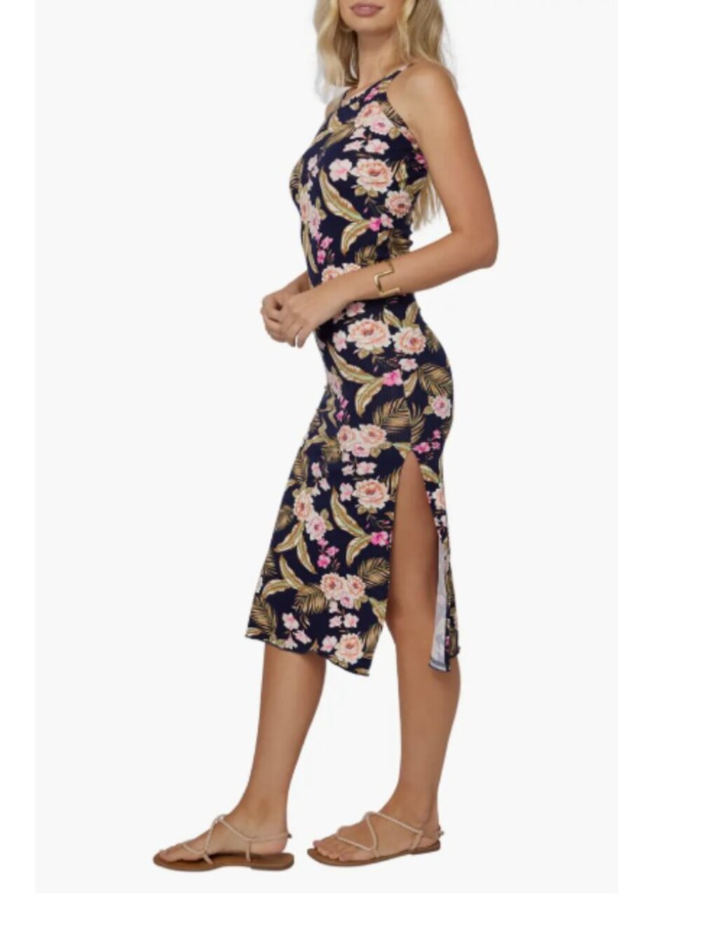 ⚽️🏆3DAYSALE🏆⚽️Lagoon Floral Ribbed Midi Dress